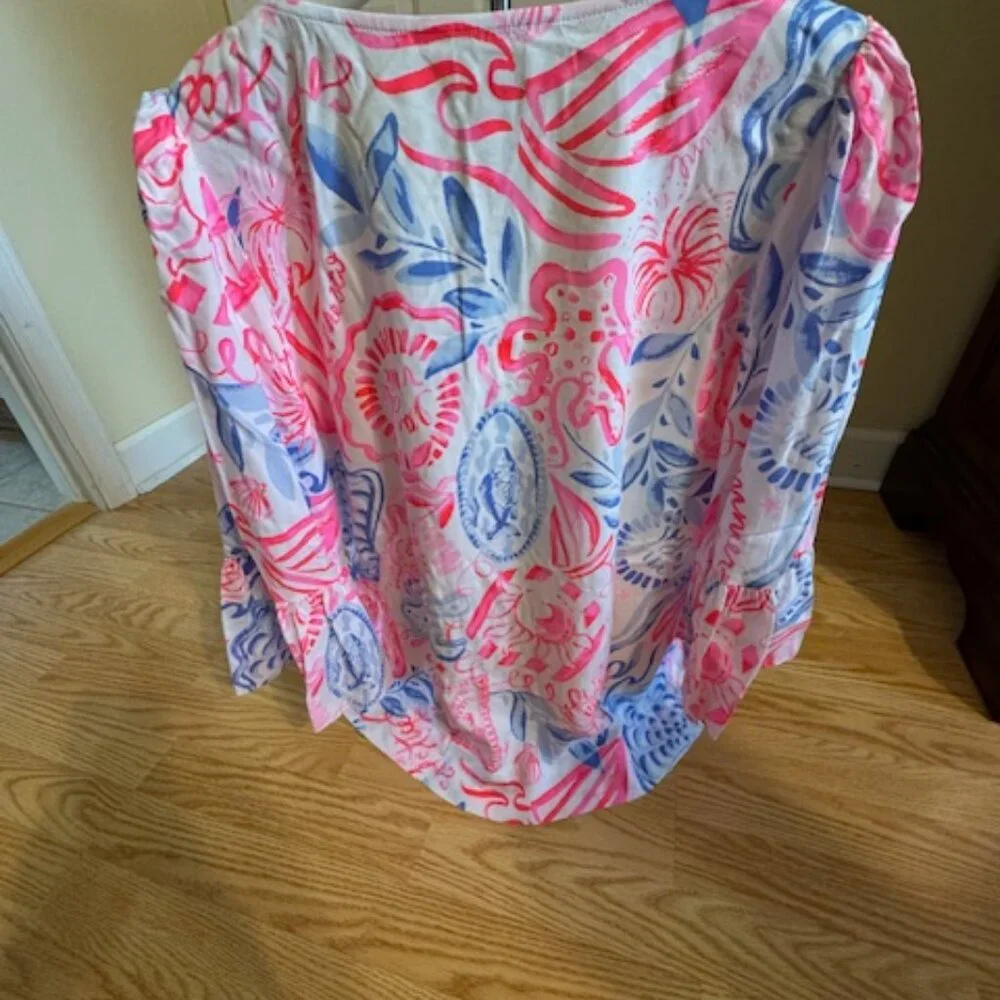 NWT Lilly Pulitzer Danika Tunic Top Size 8 Floral Bell Sleeve V-Neck - Picture 9 of 9